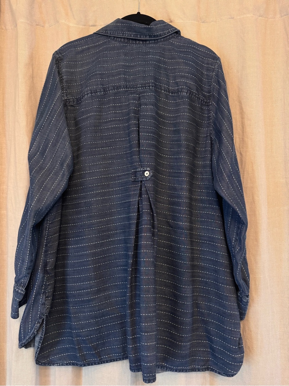 Striped Indigo Button-Up Tunic Shirt - Picture 2 of 6